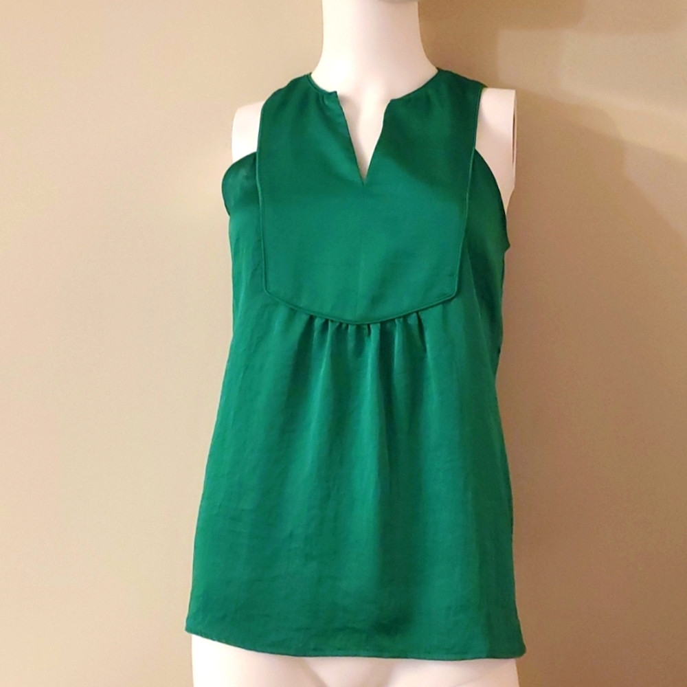 Maeve by Anthropologie bright green silky sleeveless blouse, 4